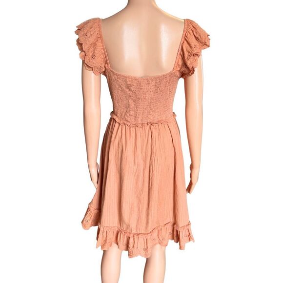 J.NNA Orange Smocked Cotton Ruffle Mini Sun Dress - Picture 5 of 7